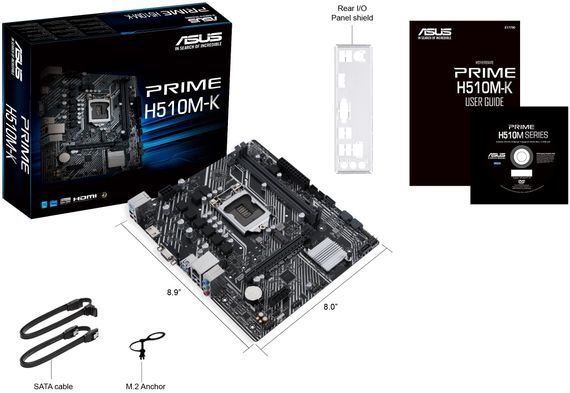 Материнcкая плата ASUS PRIME H510M-K s1200 H510 2xDDR4 M.2 HDMI D-Sub mATX 90MB17N0-M0EAY0 | Зображення 1