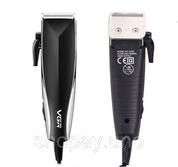 Професійна машинка для стрижки волосся від мережі VGR V-033 USB Pro, 9 Вт з насадками 3-12 мм і ножицями в комплекті | Зображення 1