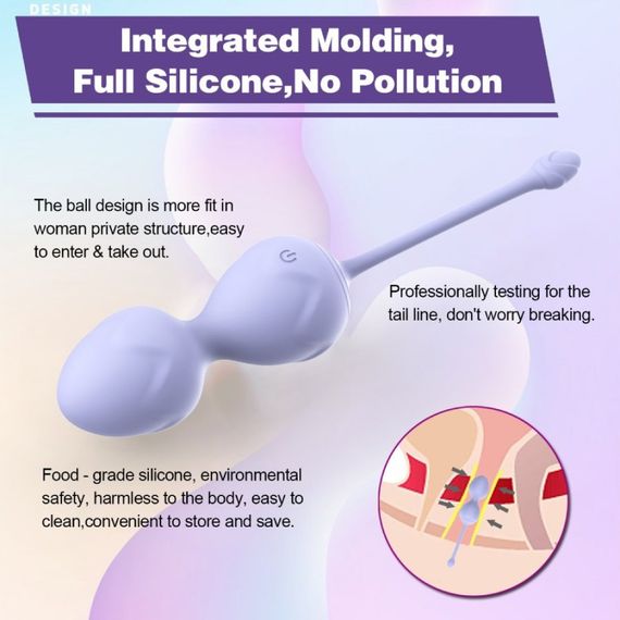 Набір вагінальних віброкульок Every Night Toys Lela, 3 шт, з дистанційним пультом, бузковий Sex Aura | Зображення 2