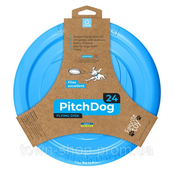 Игровая тарелка для апортировки PitchDog, диаметр 24 см голубой