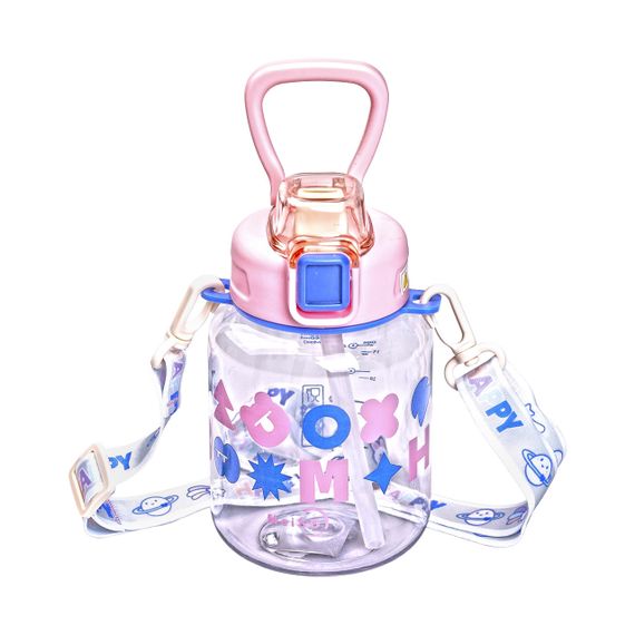 Пляшка для води Gucgres дитяча 650 мл на ремінці рожева HP-14-43P