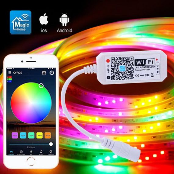 Світлодіодна стрічка SMD 5050 RGB LED 5 м IP65 з пультом та блоком живлення, 5м | Зображення 7