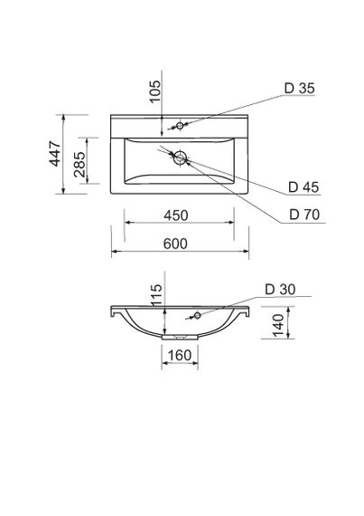 Раковина накладна Adamant QUANTO 60, прямокутна з сифоном Click-Clack + змішувач (4824296208001) | Зображення 9