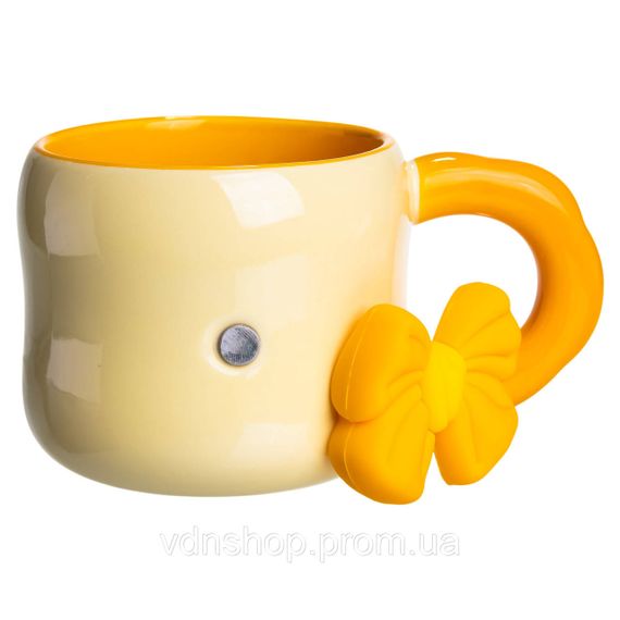 Кубок порцелянова з магнітом Бант 400 (мл) подарункова кружка прикольна чашка для дітей на подарунок Бежевий з жовтим FM-52A | Зображення 2