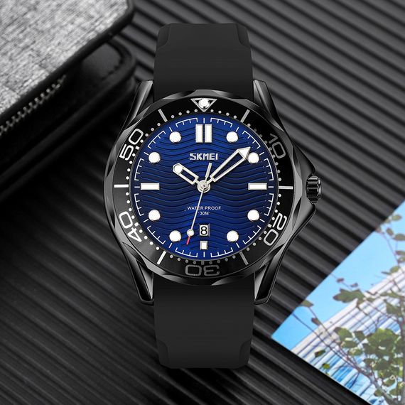 Skmei 9276PBKBU Black-Blue Silicone Strap | Зображення 3