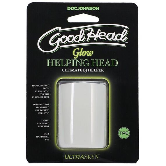 Мастурбатор Doc Johnson GoodHead Glow Helping Head, наскрізний, світиться в темряві | Зображення 4