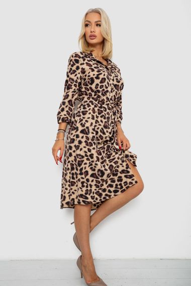 Платье софт на пуговицах с принтом, цвет бежево-коричневый, 230R117 | Зображення 2