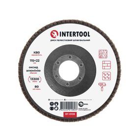 Диск шліфувальний пелюстковий 115*22 мм, K80 INTERTOOL BT-0108