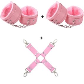 Набор БДСМ  «Love caresses» цвет розовый, наручники, оковы, коннектор sexstyle