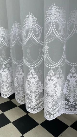 Тюль білий з кордовою люрекс вишивкою для спальні або залу | Зображення 4