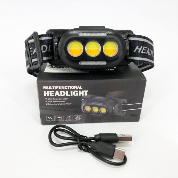 Налобний ліхтар з usb зарядкою YD02-COB (White+red+blue), Ліхтарик на голову для роботи PQ-45 | Зображення 7