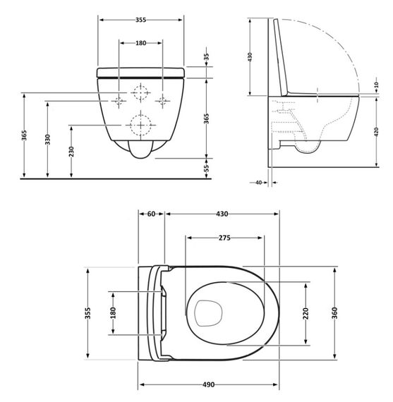 Унітаз підвісний Qtap Taurus Ultra Quiet, з сидінням Slim Duroplast/ Soft-close/ Quick Release QT2433084EUQMB | Зображення 1