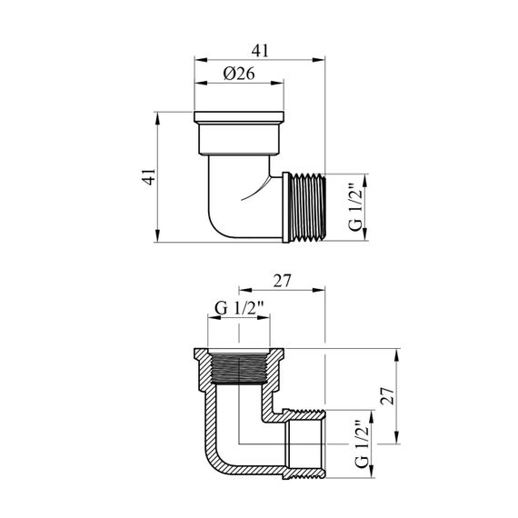 Угольник усиленный LexLine 1/2" ВЗ никелированный НК0122-Вн | Зображення 1