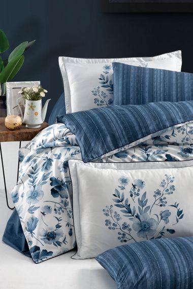Постільна білизна La Romano Premium Satin 200×220 Madena Blue | Зображення 1