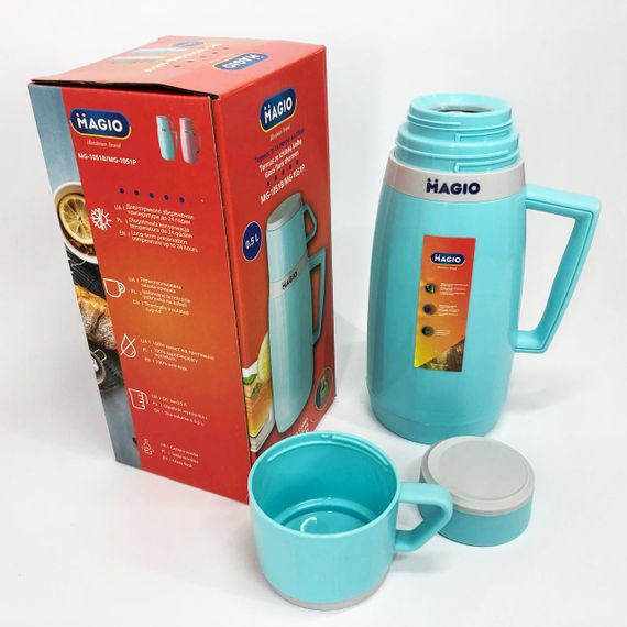 Классический термос для чая и кофе Magio, Термос для чая помповый гарячих напитков RB-65 | Зображення 3