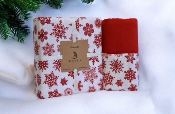Комплект постільної білизни Kayra Flanel 200×220 см Kar Tanesi Kirmizi | Зображення 6