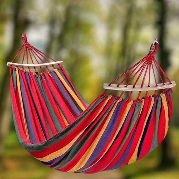 Гамак мексиканський підвісний 80х200 см, з дерев'яною планкою / Тканинний гамак на дерево для дачі та саду / Туристичний гамак