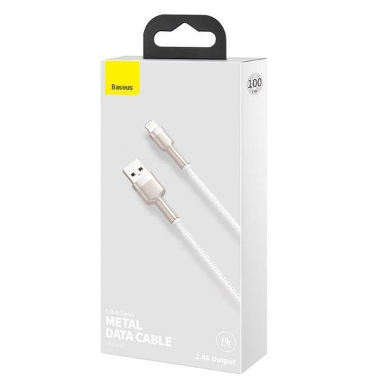 Дата кабель Baseus Cafule Series Metal USB to Lightning 2.4A (1m) (CALJK-A0) White | Зображення 3