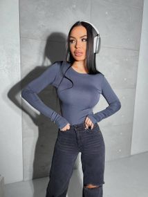 Женский лонгслив с вырезом для большого пальца микродайвинг EL621 цвет синий, размер 42/46