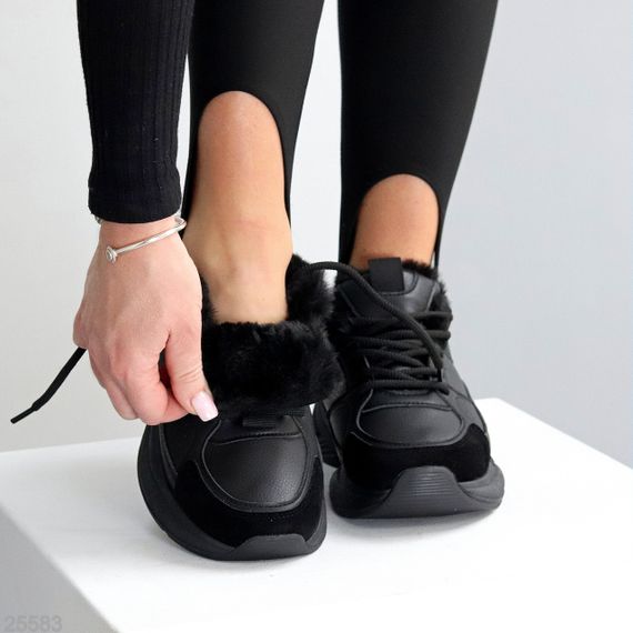 Комбіновані зимові прогулянкові чорні кросівки | Зображення 8