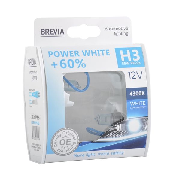 12030PWS BREVIA Автолампа H3 12V 55W PK22s Power White +60% 4300K S2