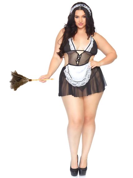 Костюм сексуальний горничной Leg Avenue Roleplay Fantasy French Maid XL/2XL (1X-2X) Черно-белый | Зображення 4