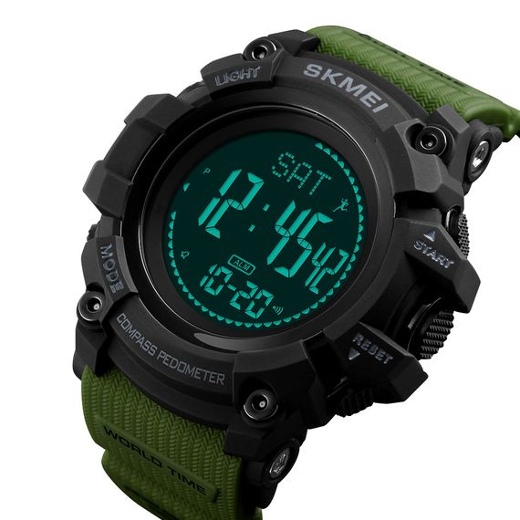 Чоловічий годинник Skmei 1356AG Army Green + Compass | Зображення 1