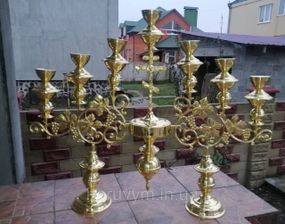 Семісвічник напрестольний з гілками "Виноградна лоза" та хрестиком