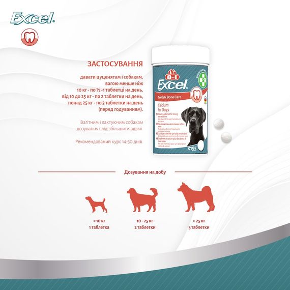 Вітаміни для кісток та зубів у собак 8in1 Excel Calcium, 155 табл | Зображення 4