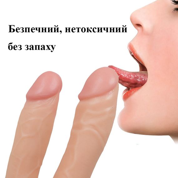 Двойной реалистичный фаллоимитатор телесного цвета | Зображення 4
