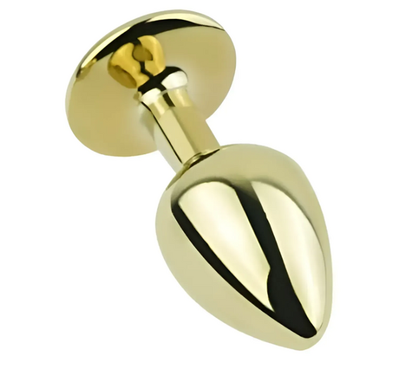 Анальна пробка із кристалом EGZO - Gold Round Plug Red size S Sex Aura | Зображення 2