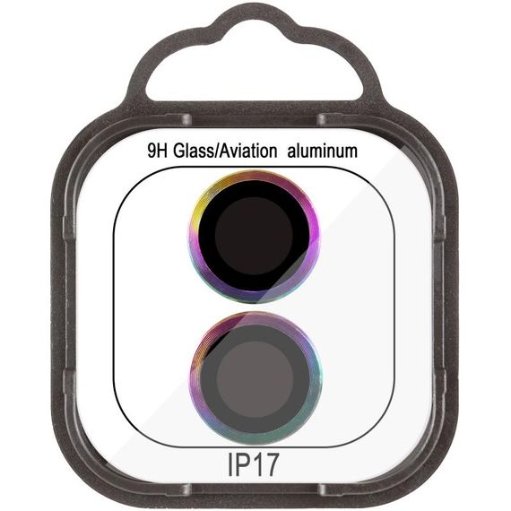 Захисне скло Metal Classic на камеру (у упак.) для Apple iPhone 17 (6.3") Бузковий / Rainbow | Зображення 1