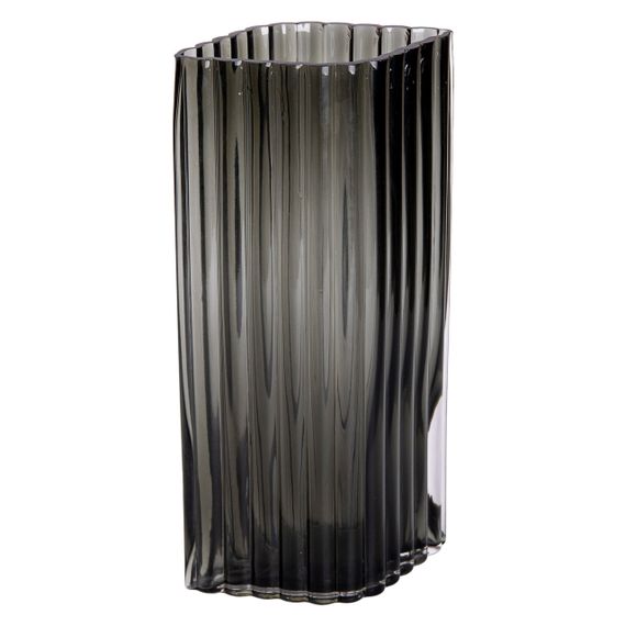 Ваза для цветов из стекла, декоративная, прямоугольная, серая, 28 см. | Зображення 3