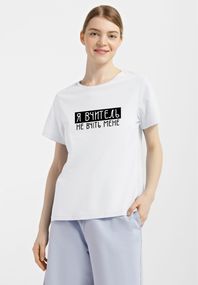 Футболка жіноча біла з принтом "Я вчитель", XL