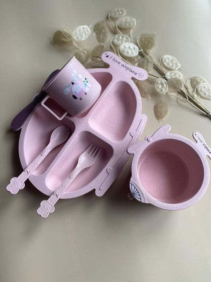 Дитячий набір для прикорму Літак рожевий | Зображення 3
