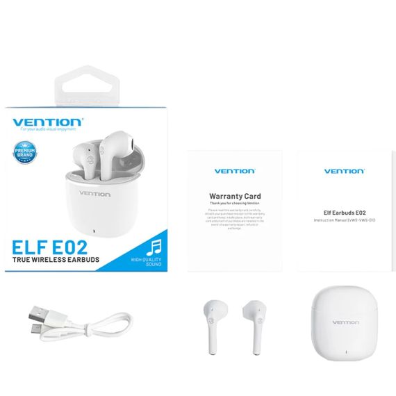 Навушники TWS Vention Elf Earbuds E02 White | Зображення 5