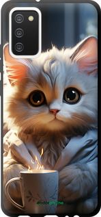 Чохол на Samsung Galaxy A02s A025F Білий кіт "5646b-2203-2448"