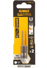 Свердло по металу DeWalt EXTREME IMPACT Black & Gold HSS-G 2.5 мм 2 шт (DT20601)