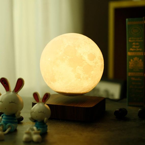 Магнітна левітаційна лампа HCNT Levitating Lamp Moon Dark Wood Grain | Зображення 2
