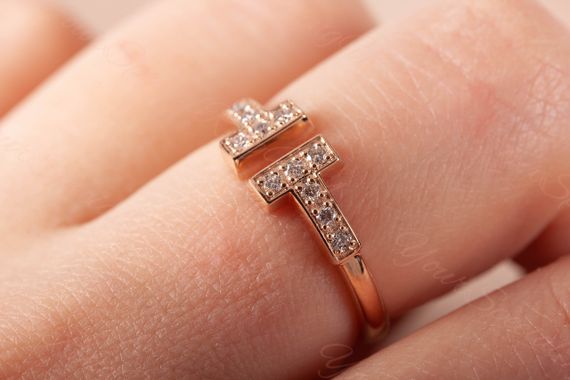 Кольцо тиффани из красного золота с фианитами 19 | Зображення 6