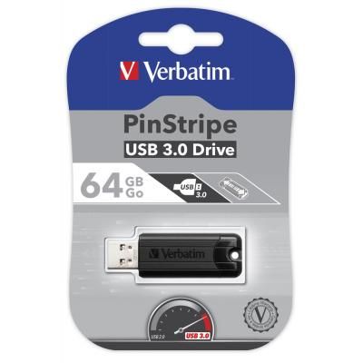 USB флеш накопичувач Verbatim 64GB PinStripe Black USB 3.0 (49318) | Зображення 4