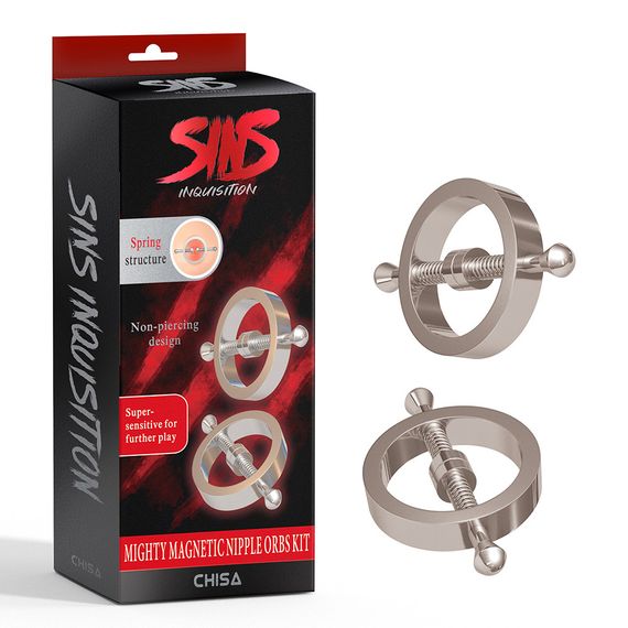 Затискачі для сосків пружинні Chisa Sins Metal, сріблясті Sex Aura