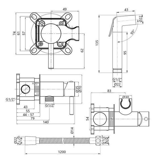 Набор для гигиенического душа Qtap Inspai-Varius округлый QTINSVARCRMV00440001 Chrome | Зображення 1
