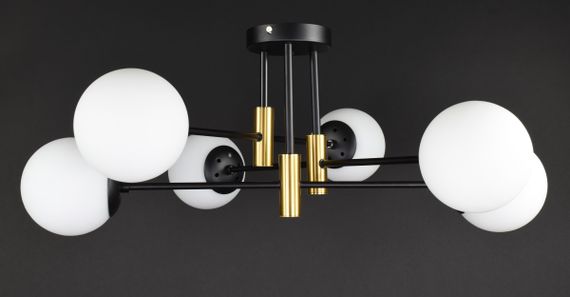 Люстра стельова на 6 лампочок 27751 Чорний 28х72х72 см. | Зображення 4