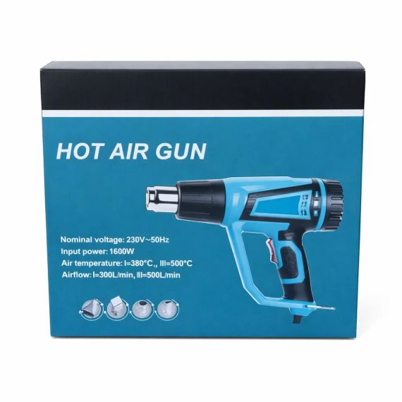 Фен промисловий Hot Air Gun 1600W 4 насадки X512 • Технічний будівельний фен для паяння, зняття фарби, нагріву і термоусадки з