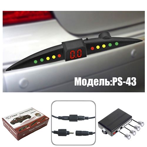 Парктронік TIGER PS-43/LED/4 датчики D=18мм/конектор/сiрий/сiрий