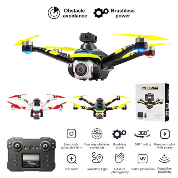 XKJ K15MAX Бездротовий дрон з екранним пультом дистанційного керування FPV-камерою, оптичним позиціонуванням та системою керування | Зображення 1