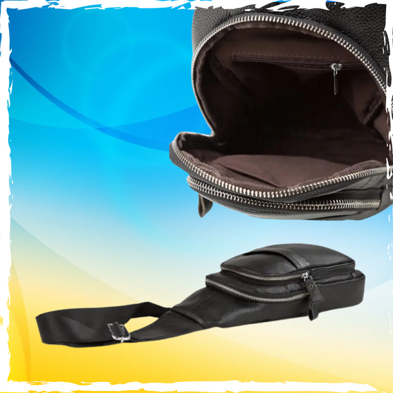 Сумка через плече чоловіча з натуральної шкіри. Джокер чоловічий. Сумка шкіряна чоловіча. Бананка, слінг нагрудна | Зображення 2