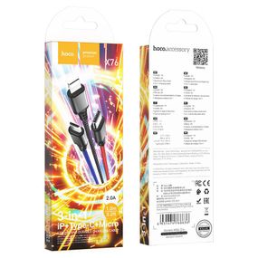 Кабель HOCO X76 3-in-1 Super charging cable(iP+Type-C+Micro)