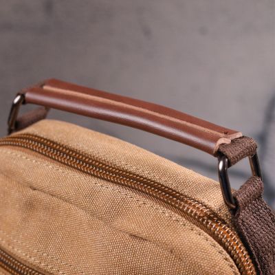 Сумка Vintage Мужская из плотного текстиля Коричневая (21226) | Зображення 4